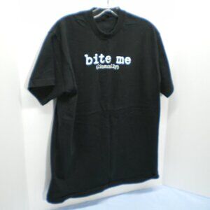 Bite me (literally) Black Short Sleeve Tee Shirt, Size L